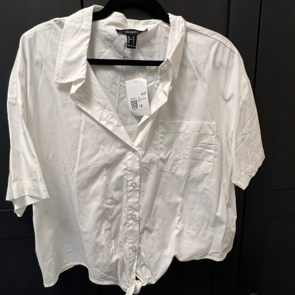 White Button Up Crop Top